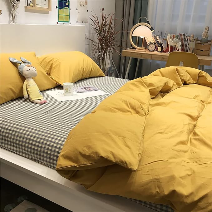 Mustard Yellow Comforter Sets Full Pure Deep Dark Yellow Bedding Set 3 Pieces Women Men Ginger Yellow Comforter Sets Lightweight Durable Yellow Blanket Full Quilts Breathable Bed Comforter Set