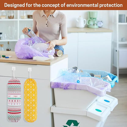 SWISSELITE 2Pcs Plastic Bag Holder, Reusable Plastic Bag Organizer | Wall Mount, Large Grocery Bag Storage Dispenser, 22x9 IN