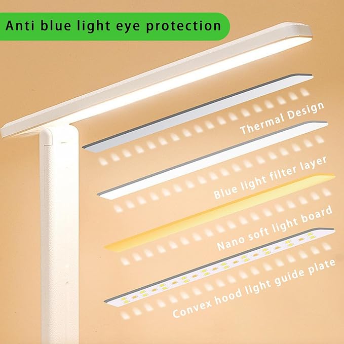 Desk lamp,LED Lamp,Touch Control,3 Color Modes,Eye-Protecting Table Lamp,Led Lights for Bedroom,Home,Office,Black (Medium Size, White)