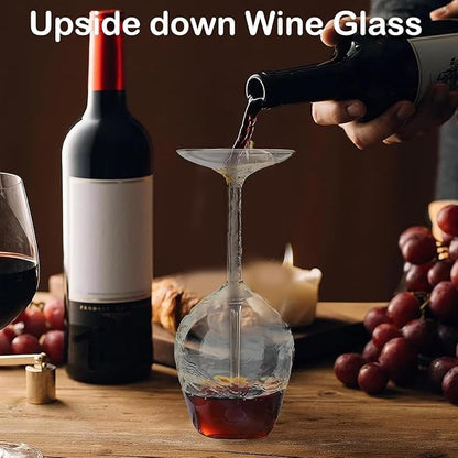 Upside down Wine Glass, Inverted Wine Glass - 400ml Funny Red Wine Glasses, Novelty Upside-Down Stemware for Cocktails, Juice & Parties, Modern Creative Glassware Gift (1PCS)