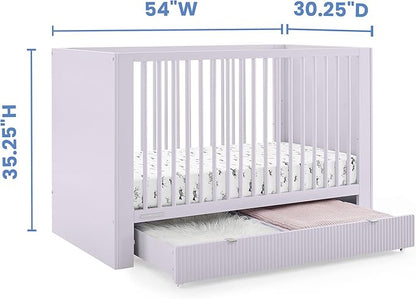Delta Children Cassie 4-in-1 Convertible Crib with Underdrawer - Greenguard Gold Certified, Lilac