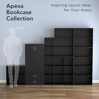 Apexa 3 Cube Storage Organizer Shelves, Stackable Wood Bookcase Fits Cubby Bins for Organization, Dorm Teen Room Decor & Home Office, Black