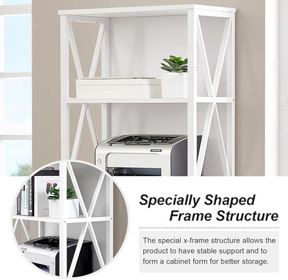 HOMISSUE Bookshelf, 6-Tier Tall Bookshelf, Rustic Wood Metal Bookshelves and Bookcases, Freestanding Open Bookshelf, Industrial Bookcase for Home Office, Living Room and Bedroom, White