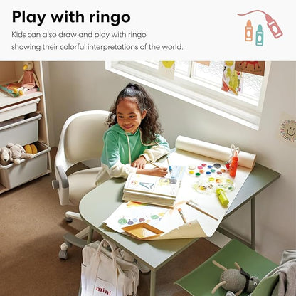 SIDIZ ringo Kids Desk Chair : Ergonomic Kids Chair with Footrest, 4-Step Growing Function, Adjustable Seat Height, Sit-Locking Casters, Swivel Type Kids Chair (Mint Green Chair)