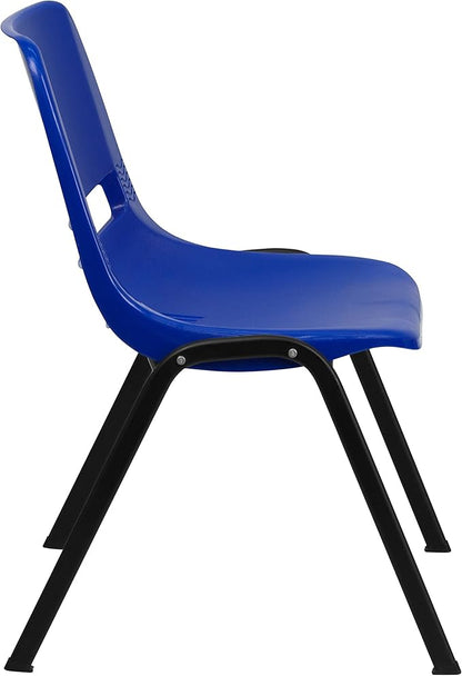 Flash Furniture HERCULES Series 661 lb. Capacity Navy Ergonomic Shell Stack Chair with Black Frame and 16'' Seat Height