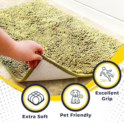 Muddy Mat® Original Dog Door Mat for Muddy Paws, Super Absorbent Microfiber, Non-Slip Washable Pet Rug, Quick Dry Chenille Entryway Carpet, Machine Washable Indoor Outdoor mat, Yellow 19"x30"