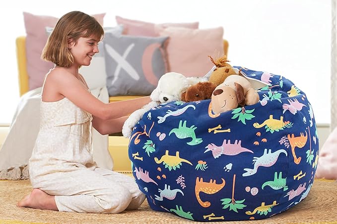Aubliss Stuffed Animal Bean Bag Storage Chair (Dinosaur, X-Large (48''))
