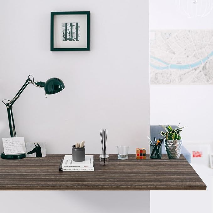 Kaboon Universal Tabletop 45"x20", Solid One-Piece Melamine Table Top, Double Desk L-Desk Floating Desk DIY, Home and Office,Eucalyptus/Dark Walnut