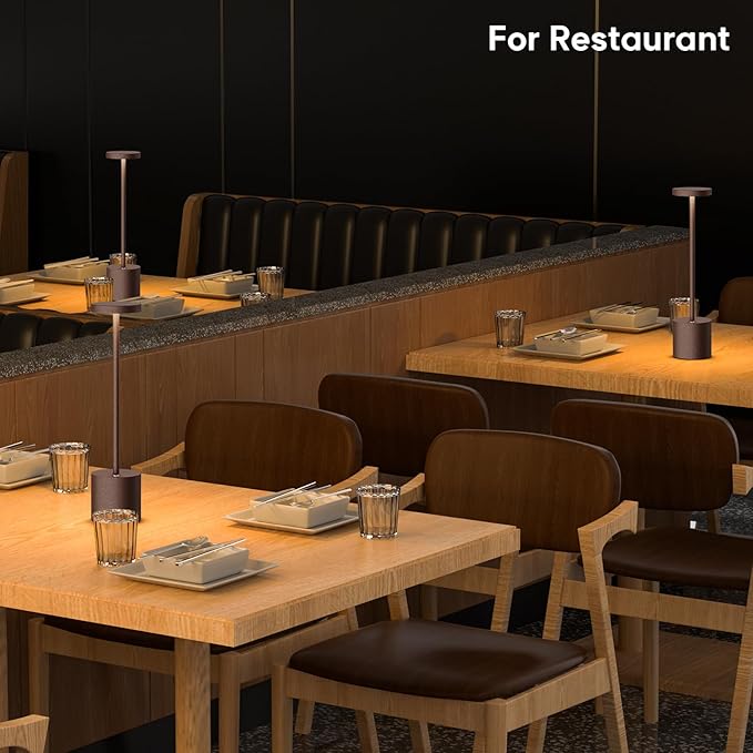 Rechargeable Cordless LED Table Lamp, 6000mAh Battery Operated 3 Level Dimmable Portable Tables Lights Reading Lamps for Restaurant Dining 2Pack Rust Desk Lamps