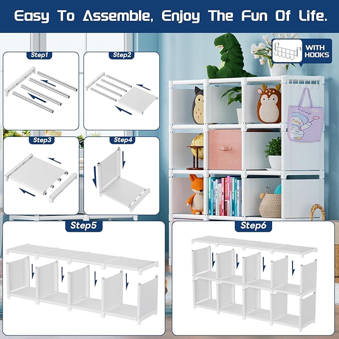 Mavivegue 20 Cube Book Shelf, Storage Organizer, Large DIY Bookcase, Metal Cube Bookshelf, Cubbies Closet Storage Organizer Shelves for Bedroom,Living Room,Home,Office