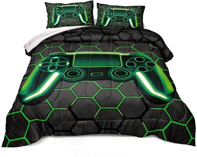Boys Comforter Set,Gaming Bedding for Kids Teen,Game Console Comforter Set for Gamer Room Decor(comforter-Game43,Twin)