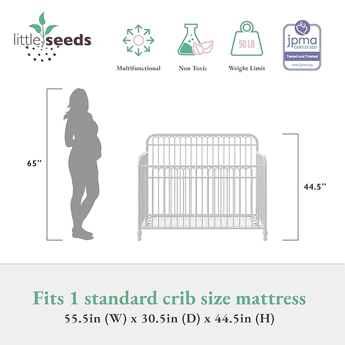 Little Seeds Ivy 3-in-1 Convertible Metal Crib, Off White