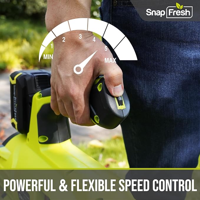 SnapFresh Cordless Leaf Blower - 550CFM Brushless Electric Leaf Blower with 2 x 4.0 Ah Battery and Fast Charger - Lightweight 20V Yard and Garden Blower for Lawn Care…