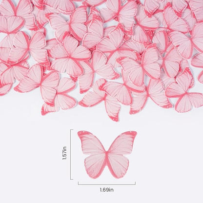 Pink Butterfly Decorations, 60 Pcs Edible Butterflies, edible wafer paper butterflies, pink butterfly for cupcake toppers, cake, ice cream topper