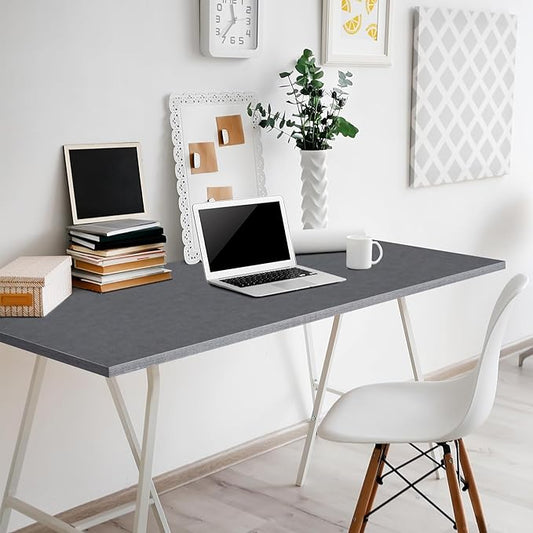 Kaboon Universal Tabletop 59.1"x23.62", Solid One-Piece Melamine Table Top, Double Desk L-Desk DIY, Home and Office Countertop, Greylish Blue