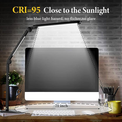 LED Desk Lamp with USB Charging Ports,Creative Touch Reading Light, with Memory Dual Light and Adjustable Swing Arm,15W 4 CCT Eye-Care Modes & 4 Brightness Levels Table Lamp for Home Office-Black