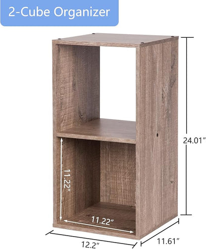 PACHIRA US 2 Cube Storage Organizer, Open and Enclosed MDF Cubical, Wooden Stackable Bookshelf, Modern Bookcase, Rustic Brown Oak