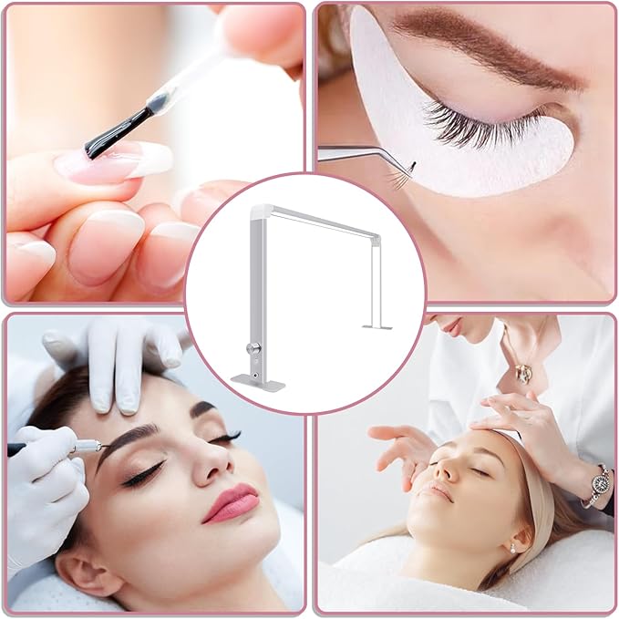 Half Moon Nail Desk Lamp for Professionals Foldable 4000-6500k 36w Adjustable Brightness, Color Temperature Led Light for Nails Desk Lamp (Silver)