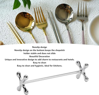 4Pcs Metal Chopsticks Rest Set, Stable Prevent Slip Multifunctional Knife and Chopstick Holder Stainless Steel Chopsticks Rest Pillow for Spoons Forks Knifes