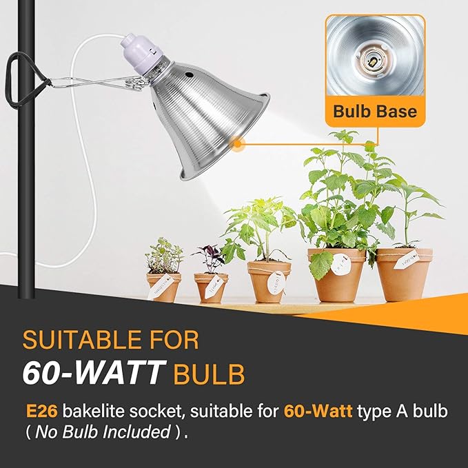 Simple Deluxe Clamp Lamp Light with 5.5 Inch Aluminum Reflector up to 60 Watt E26 Socket (no Bulb Included) 6 Feet 18/2 SPT-2 Cord, Silver and White, 6 Pack