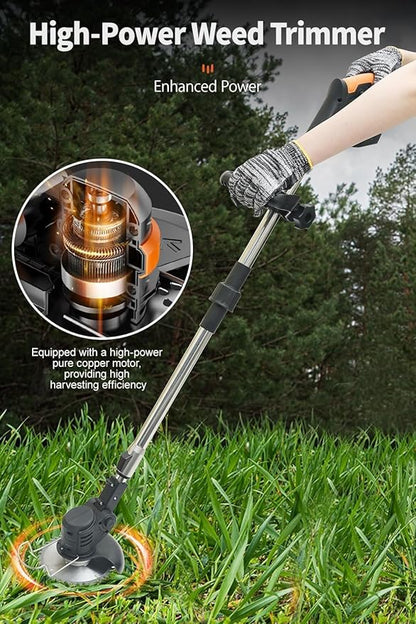 Cordless Weed Wacker,Electric Weed Eater,2 Batteries,Grass Trimmer Cordless,Black-A