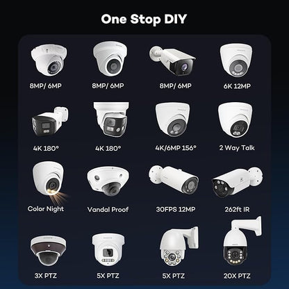 ONWOTE 4K 8MP UltraHD PoE IP Security Camera, AI Human Vehicle Detection, 3840x2160 8 Megapixels, 128° FoV, Video Audio, Indoor Outdoor, Commercial Wired Camera for Business, Add-on to PoE NVR System