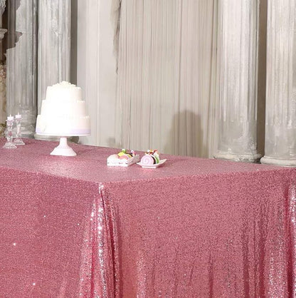 SquarePie Sequin Tablecloth 60 x 120 Inch Fuchsia Pink Sparkly Table Linen for Wedding Party