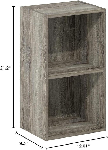 Furinno Luder Bookcase / Book / Storage, 2-Tier Cube, French Oak