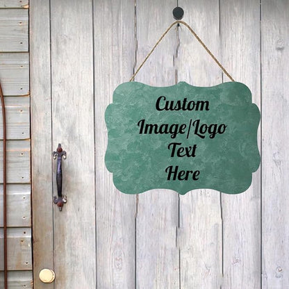 Personalized Wooden Welcome Sign Front Door Decor Personalized Home Sign Door Decorations Customized Image/Text Hanging Door Sign Farmhouse Decorations for Home Office 11.2 * 8 Inch