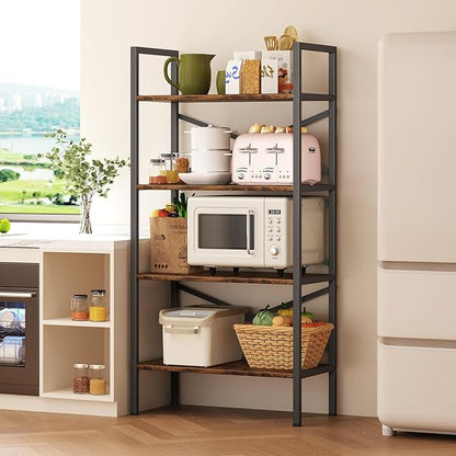 4 Tier Bookshelf 23.6" Width, Kids Bookshelf with Storage, Small Bookcase with Open Shelves, Storage Organization for Bedroom, Living Room and Home Office,Rustic Brown