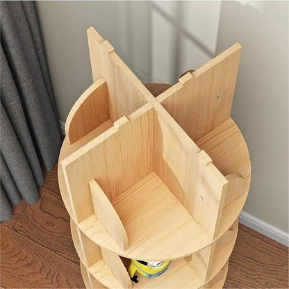 Gdrasuya10 2 Tier Rotating Bookshelf with Legs, Small Rotating Bookshelf Wood Revolving Bookcase Book Organizer Book Display Shelves Storage for Living Room Bedroom Study Room