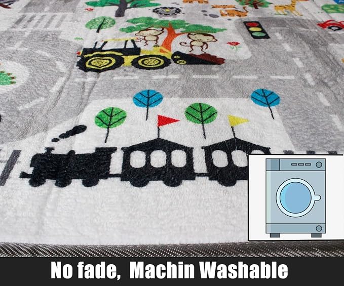 Kids Rug Play Mat, City Life Great for Playing with Cars for Bedroom Playroom,Soft Carpet (2.6'x5')