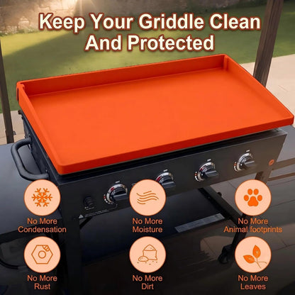 BANGIE 36" Silicone Griddle Mat for Blackstone Accessories - Anti-Warping & UV-Resistant Full-Wrap Cover for 4-Burner Flat Top Grill, Prevents Condensation Rust (Orange)