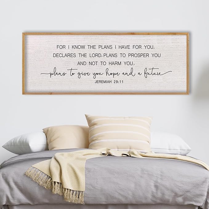 LuZhiQiang Bible Verse Jeremiah 29:11 Wall Art 40"x15" Large Scripture Christian Blessing Decor Plans To Give You Hope And A Future Sign (Wood)