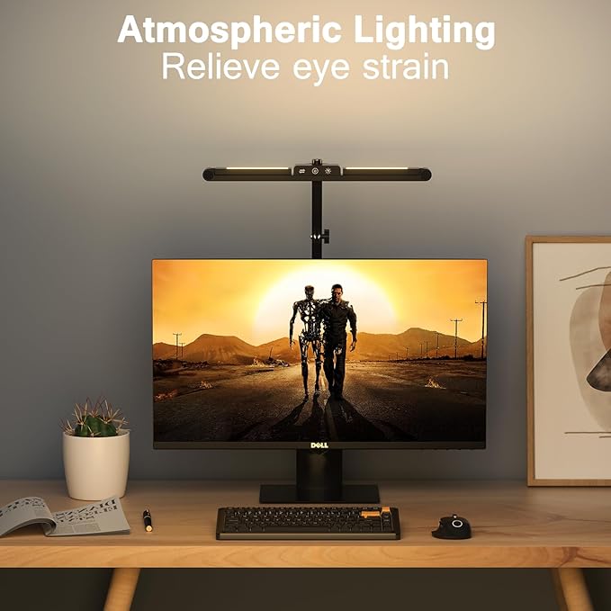 Led Desk Lamp for Office Home, Architect Desk Lamp with Clamp, Ultra Bright Dimmable Table Light, Stepless Dimming and Tempering Desk Light for Workbench Drafting Reading Study (Black)