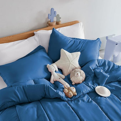 SLEEP ZONE Kids Blue Bedding Twin Comforter Set - Super Soft & Cute Printed 2-Piece Comforter Set All Seasons for Boys, Fade Resistant, Machine Washable (Blue)