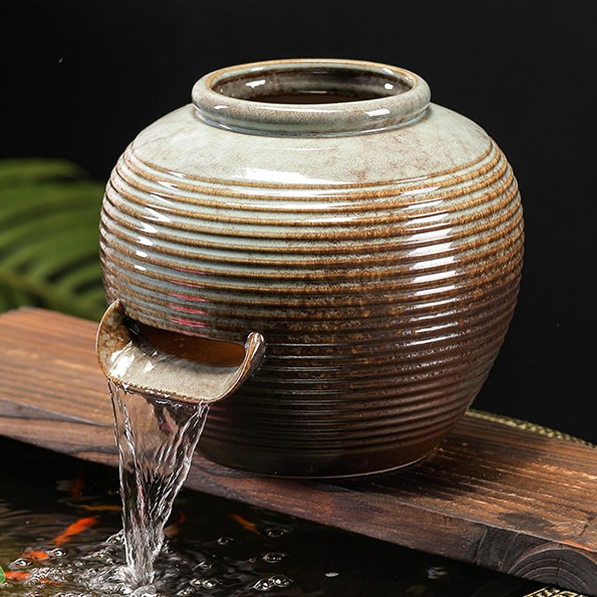 Ceramic Water Fountain Spout U-Shaped, Spitters for Small Ponds | Fish Tank Water Circulation for Patio Pond Pool, Decoration Landscaping Fountain Ornaments(23*20*19cm/9.1*7.9*7.5in)
