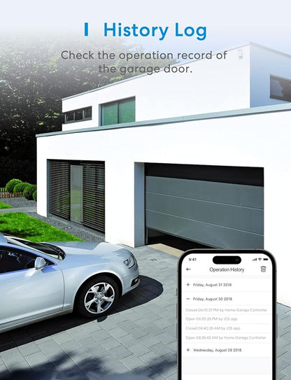Smart Garage Door Opener Remote with External Antenna, Compatible with Amazon Alexa, SmartThings, Control Up to 3 Single Doors(with 2 Door Sensors)