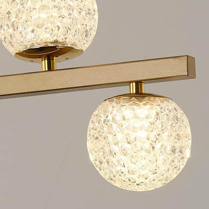 ORANOOR Modern Gold Chandeliers Pendant Light, 47in Dimmable LED Chandelier | Linear Gold Pendant Light for Kitchen Island Dining Room, 6 Globe Hanging Pendant Chandelier Lighting Fixture, 2 Rings 4200lm