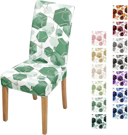 Gibelle Dining Room Chair Covers Set of 6, Soft Stretch Kitchen Chair Covers Slipcover Protector, Removable Washable Geometric Parson Chair Covers 6 Pack, Dark Cyan