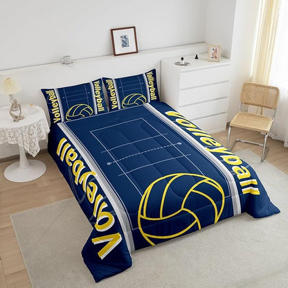 Feelyou Volleyball Bedding Set King Size Sports Game Comforter Set for Kids Boys Girls Decor Volleyball Player Comforter Microfiber Sports Gaming Duvet Set Bedroom Quilt Set