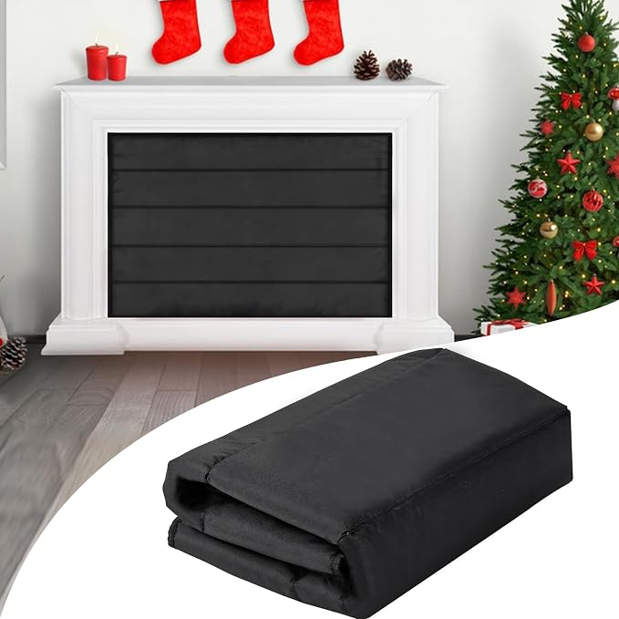 Magnetic Fireplace Blanket for Heat Loss Indoor Fireplace Covers Keep Drafts Out Stops Heat Loss Fireplace Draft Stopper with Built-in 12 Strong Magnet for Iron Fireplace Frame Fireplace Screen 45x34