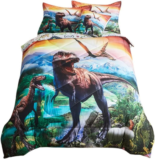ADASMILE A & S Dinosaur Comforter Full Size for Boys Dinosaur Bedding Set for Kids 6 Pieces Dinosaur Comforter Set with Sheets Bed in A Bag T-Rex Dinosaur Comforter and Sheets Set for Home Decor
