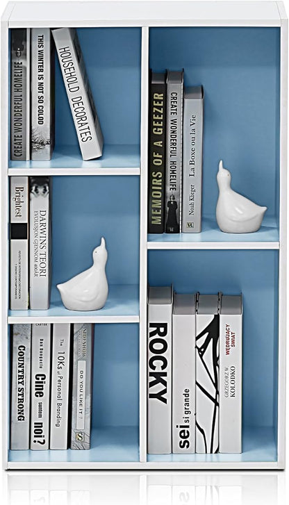 Furinno 5-Cube Reversible Open Shelf, White/Light Blue 11069WH/LBL