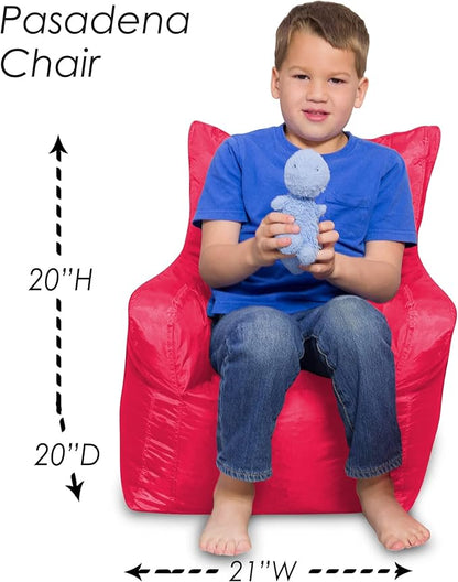Posh Creations Bean Bag Structured Seat for Toddlers and Kids, Comfy Chair for Children, Pasadena, Red