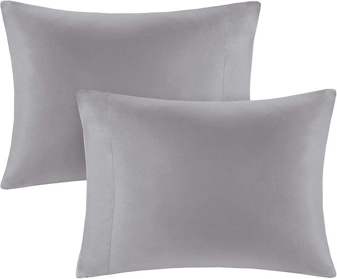 Comfort Spaces Twin Comforter Sets with Sheets - Bed in a Bag 6 Pieces Teen Bedding Sets Twin, Red and Grey Stripes Bedding Twin, College Twin Bed Set with 2 Side Pockets Bedroom Organizer