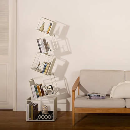 Bookshelf 2024 NEW, 5-Tier Bookshelves, 67" Tall White Bookshelf, Book Shelf, Bookcase, Modern Bookshelf, Storage Shelf for CDs/Books/Collections, Display Shelf for Livingroom, Bedroom, Office