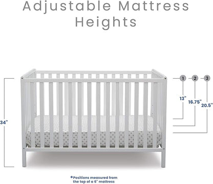 Delta Children Heartland 4-in-1 Convertible Crib - Greenguard Gold Certified, Bianca White