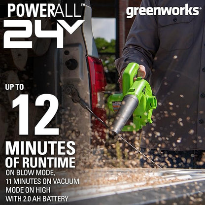 Greenworks 24V (90 MPH / 180 CFM / 125+ Compatible Tools) Cordless Shop Blower, Tool Only