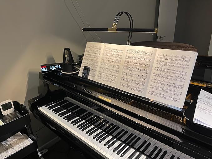 Cocoweb 22" LED Grand Piano Light in Mahogany Bronze with Brass Accents with Dimmer Clip